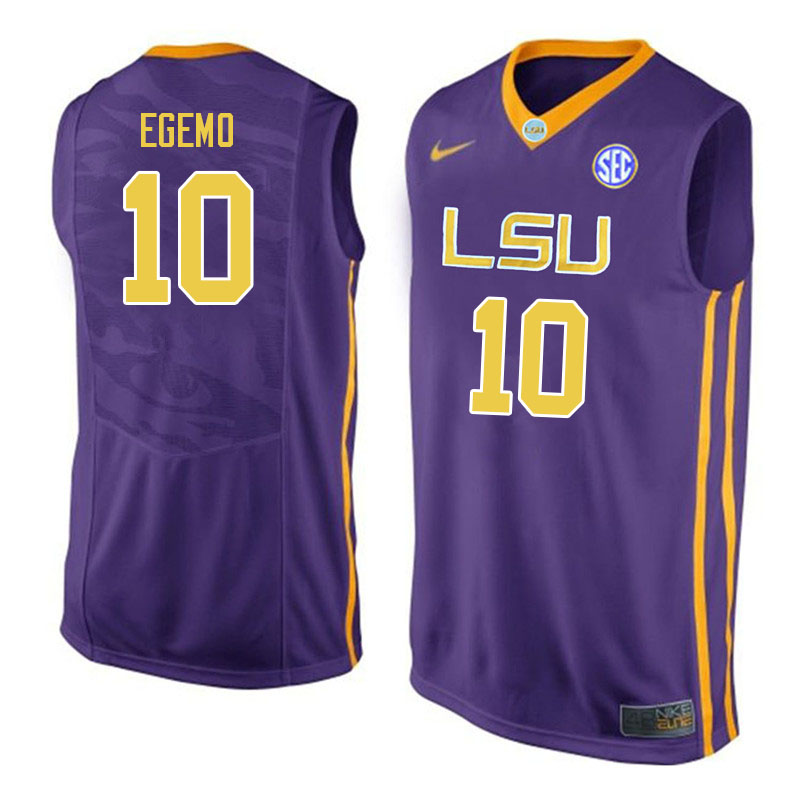 Men #10 Brandon Egemo LSU Tigers College Basketball Jerseys Sale-Purple